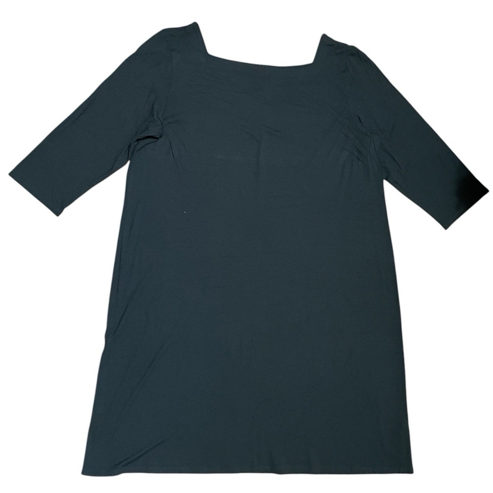 Eileen Fisher Washable Stretch Black Square Neck Jersey Shift Dress Size XL